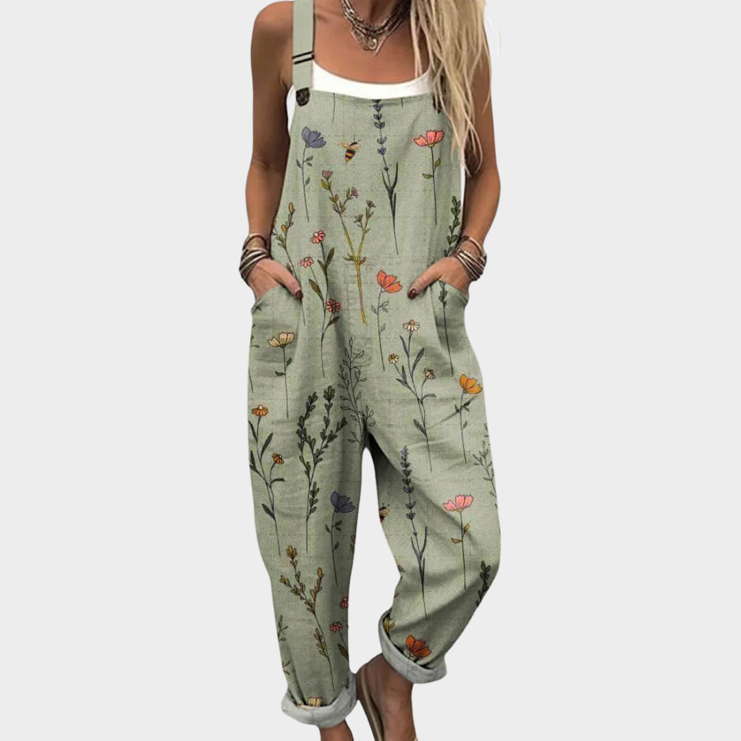 Elena – Wildflower Sage Jumpsuit