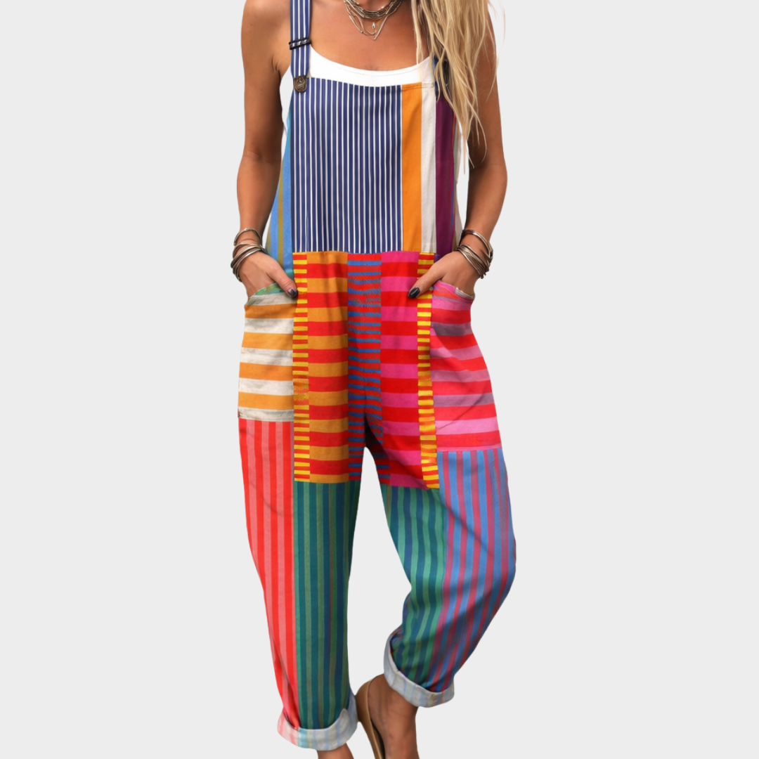 Elena – Colorblock Stripe Jumpsuit