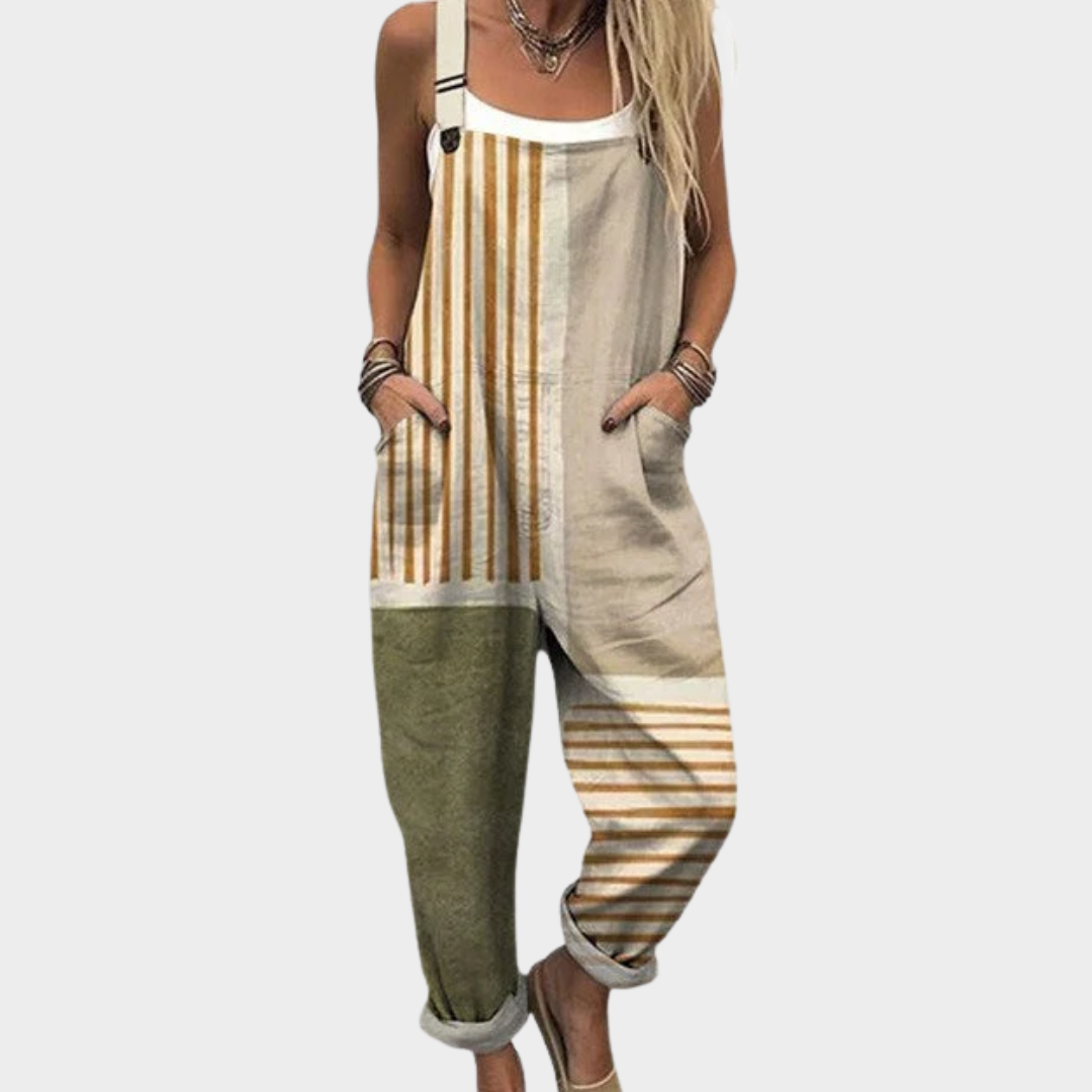 Elena – Natural Stripe Jumpsuit