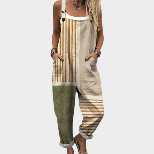 Elena – Natural Stripe Jumpsuit