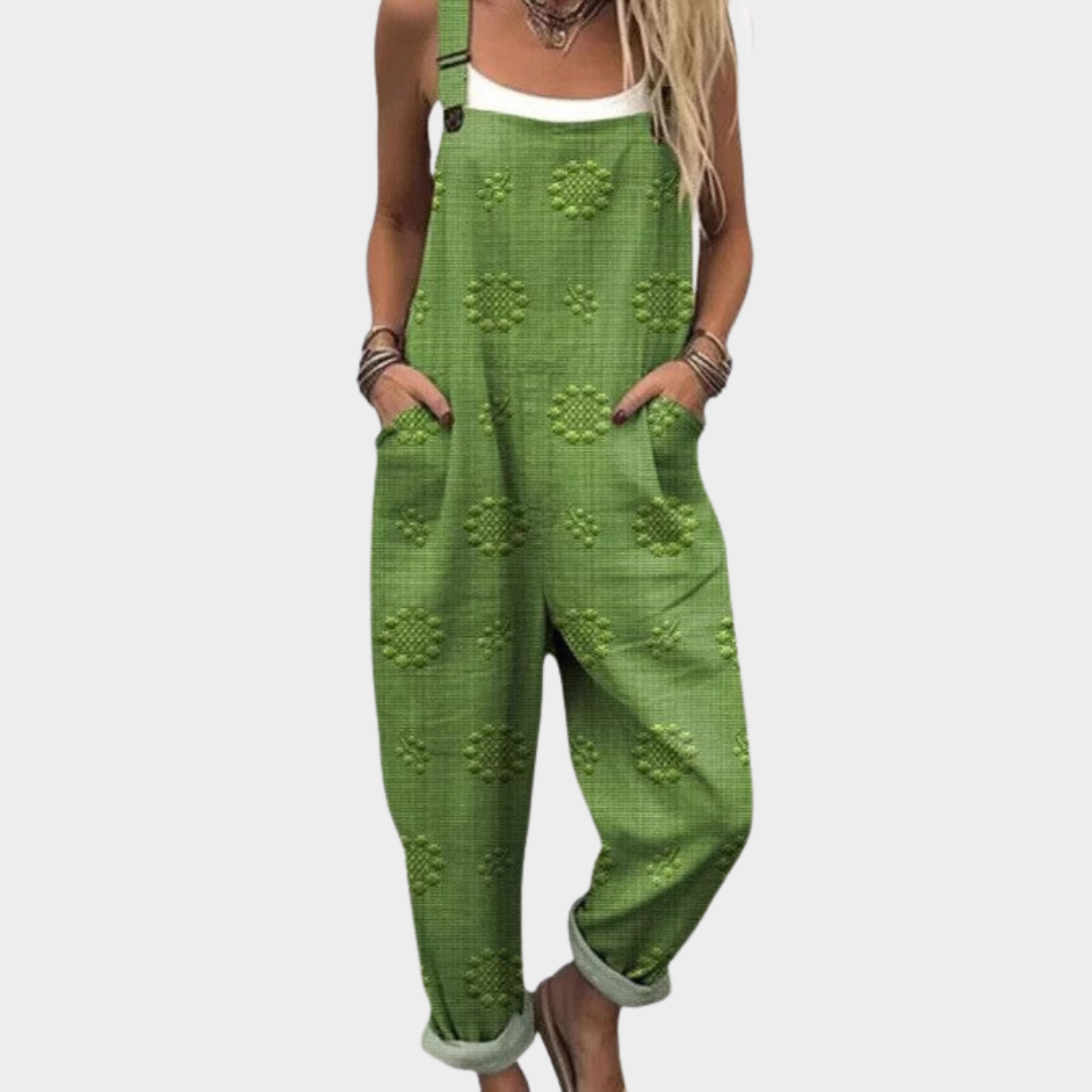 Elena – Green Floral Jumpsuit